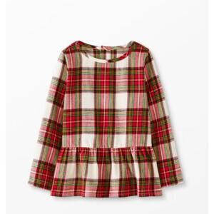 Hanna Andersson Flannelette Peplum Tartan Stewart Plaid Ruffle Top 6-7 Christmas
